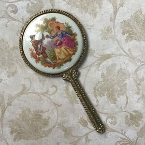 Vintage Fragonard Limoges Hand Mirror Signed